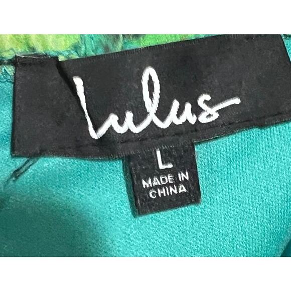 Lulu’s Dress Tropic of Discussion Green Tropical Print Maxi Open Back Size L - Picture 12 of 14